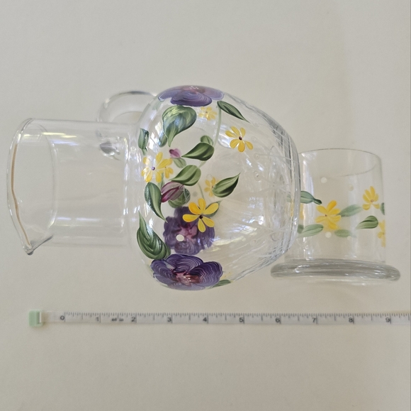 🪻 Floral Painted Glass Bedside Carafe Set - Picture 9 of 12